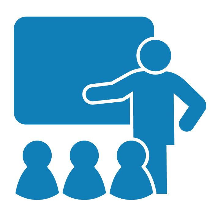 graphic of a teacher teaching students