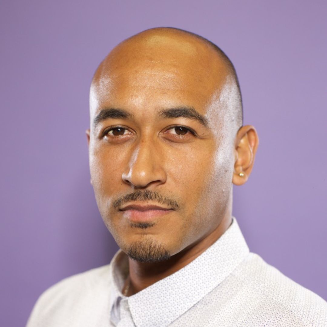 picture of a man on a purple background