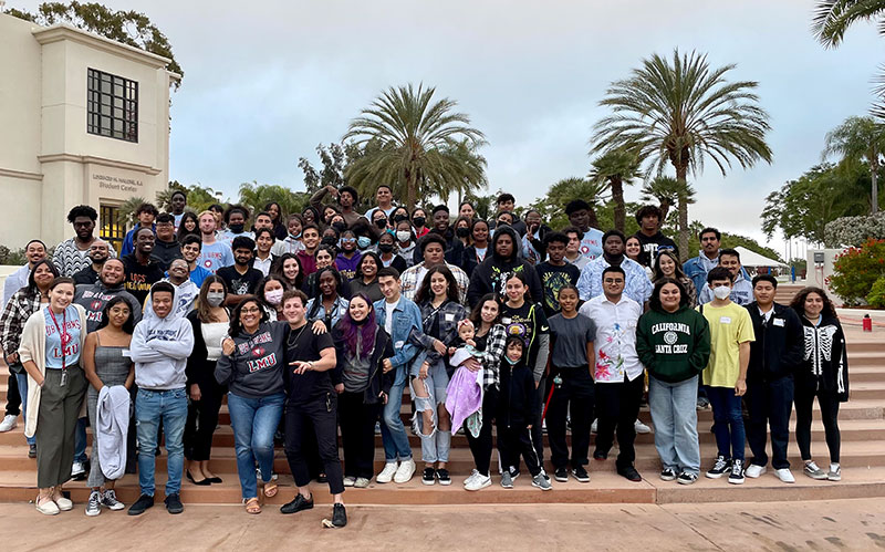 photo of high school students standing on steps